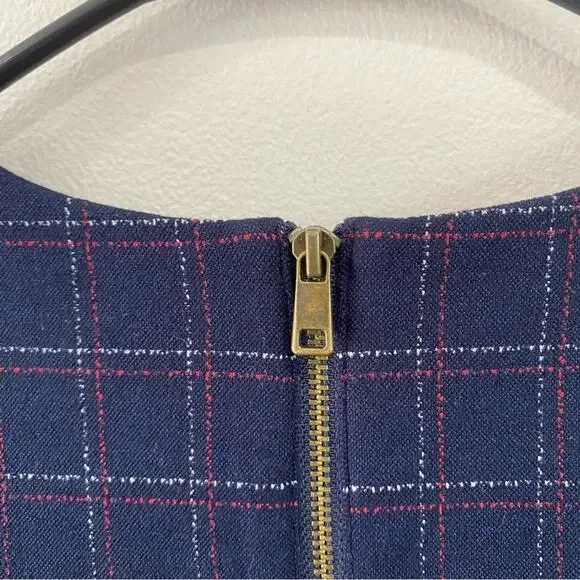 Banana Republic Navy Plaid Midi Dress with Flounce Hem - Picture 7 of 11